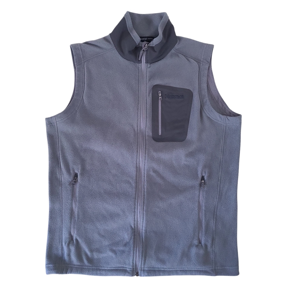 Marmot Gray Fleece Polartec Full Zip Vest M